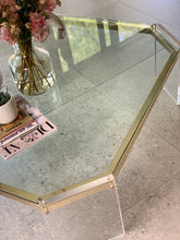 Load image into Gallery viewer, Octagon Lucite, Brass & Glass Coffee Table