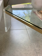 Load image into Gallery viewer, Octagon Lucite, Brass & Glass Coffee Table