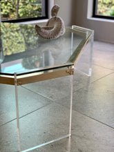 Load image into Gallery viewer, Octagon Lucite, Brass & Glass Coffee Table