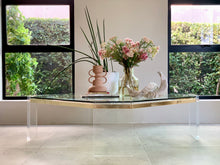 Load image into Gallery viewer, Octagon Lucite, Brass & Glass Coffee Table