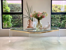 Load image into Gallery viewer, Octagon Lucite, Brass & Glass Coffee Table