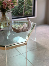 Load image into Gallery viewer, Octagon Lucite, Brass & Glass Coffee Table
