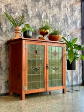 Load image into Gallery viewer, Vintage Cabinet With Lead Glass doors