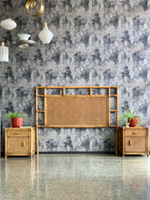 Load image into Gallery viewer, Retro cane headboard & pedestals