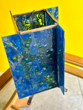 Load image into Gallery viewer, Vintage Blue Lamp On Brass Legs
