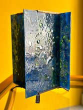 Load image into Gallery viewer, Vintage Blue Lamp On Brass Legs