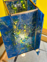 Load image into Gallery viewer, Vintage Blue Lamp On Brass Legs