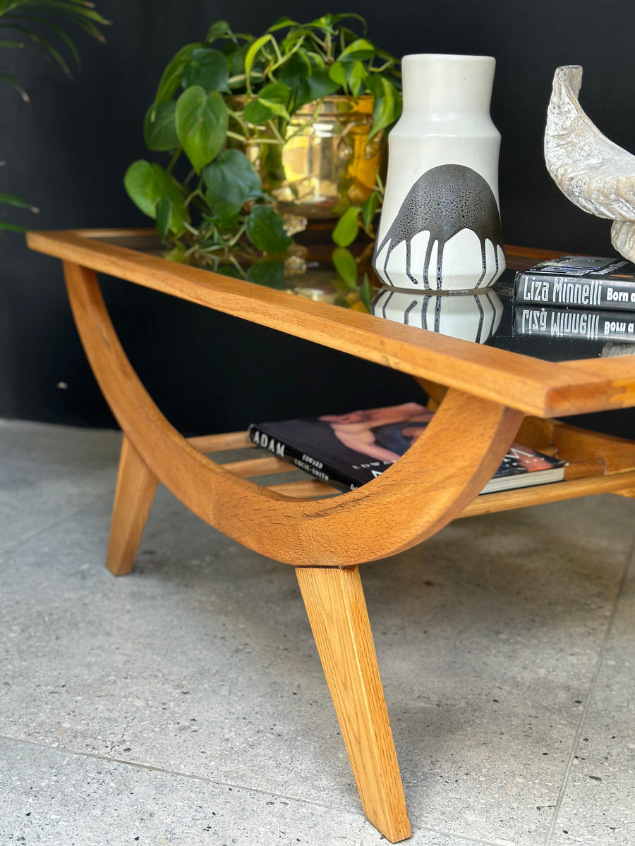 Oak Coffee Table & Glass Top RETREND