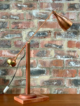 Load image into Gallery viewer, Copper and Wood Adjustable Lamp