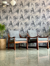 Load image into Gallery viewer, Pair of wooden armchairs with curved arms