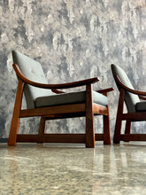 Load image into Gallery viewer, Pair of wooden armchairs with curved arms