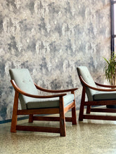 Load image into Gallery viewer, Pair of wooden armchairs with curved arms