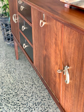 Load image into Gallery viewer, Imbuia sideboard with 3 black drawers
