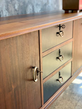 Load image into Gallery viewer, Imbuia sideboard with 3 black drawers