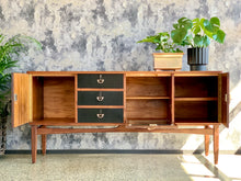Load image into Gallery viewer, Imbuia sideboard with 3 black drawers