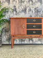Load image into Gallery viewer, Imbuia sideboard with 3 black drawers