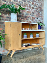 Load image into Gallery viewer, Vintage oak bookcase with side cabinet