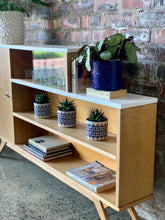 Load image into Gallery viewer, Vintage oak bookcase with side cabinet