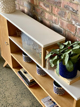 Load image into Gallery viewer, Vintage oak bookcase with side cabinet