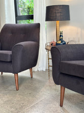 Load image into Gallery viewer, Pair Of Vintage Armchairs in Charcoal