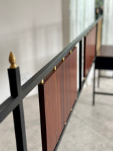 Load image into Gallery viewer, Retro Steel & Sapele Headboard with Brass Accents