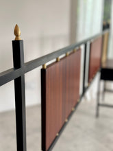 Load image into Gallery viewer, Retro Steel & Sapele Headboard with Brass Accents