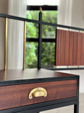 Load image into Gallery viewer, Retro Steel & Sapele Headboard with Brass Accents