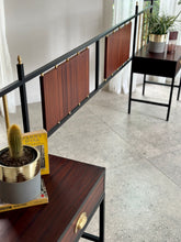 Load image into Gallery viewer, Retro Steel & Sapele Headboard with Brass Accents