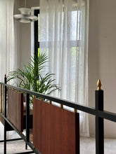 Load image into Gallery viewer, Retro Steel & Sapele Headboard with Brass Accents