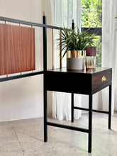 Load image into Gallery viewer, Retro Steel & Sapele Headboard with Brass Accents