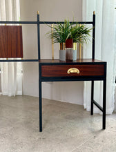 Load image into Gallery viewer, Retro Steel & Sapele Headboard with Brass Accents