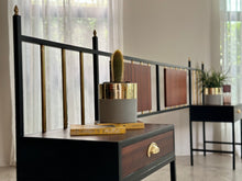 Load image into Gallery viewer, Retro Steel & Sapele Headboard with Brass Accents
