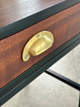 Load image into Gallery viewer, Retro Steel & Sapele Headboard with Brass Accents