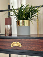 Load image into Gallery viewer, Retro Steel & Sapele Headboard with Brass Accents
