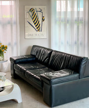 Load image into Gallery viewer, Knoll Style Black Leather Sofa