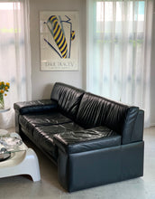 Load image into Gallery viewer, Knoll Style Black Leather Sofa