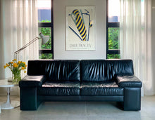 Load image into Gallery viewer, Knoll Style Black Leather Sofa