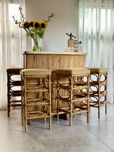 Load image into Gallery viewer, Retro Cane Bar with Four Bar Chairs
