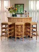 Load image into Gallery viewer, Retro Cane Bar with Four Bar Chairs