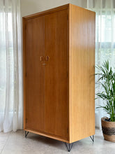 Load image into Gallery viewer, Mid-Century Oak Wardrobe on new Hairpin Legs