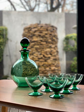 Load image into Gallery viewer, Vintage Green Decanter & Glasses