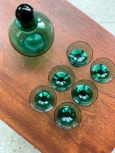 Load image into Gallery viewer, Vintage Green Decanter & Glasses