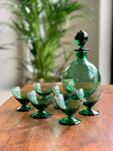 Load image into Gallery viewer, Vintage Green Decanter & Glasses