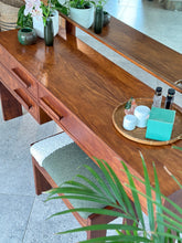 Load image into Gallery viewer, Retro Kiaat Dresser with Mirror & Matching Stool