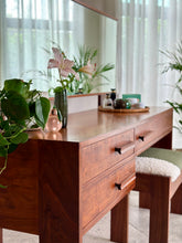 Load image into Gallery viewer, Retro Kiaat Dresser with Mirror & Matching Stool