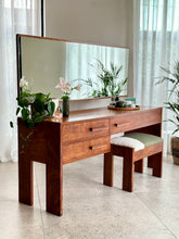 Load image into Gallery viewer, Retro Kiaat Dresser with Mirror & Matching Stool