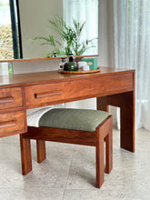 Load image into Gallery viewer, Retro Kiaat Dresser with Mirror & Matching Stool