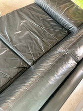 Load image into Gallery viewer, Knoll Style Black Leather Sofa
