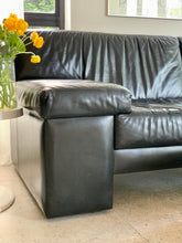 Load image into Gallery viewer, Knoll Style Black Leather Sofa