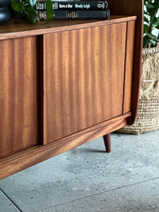 Retro Bookshelf with Sliding Doors